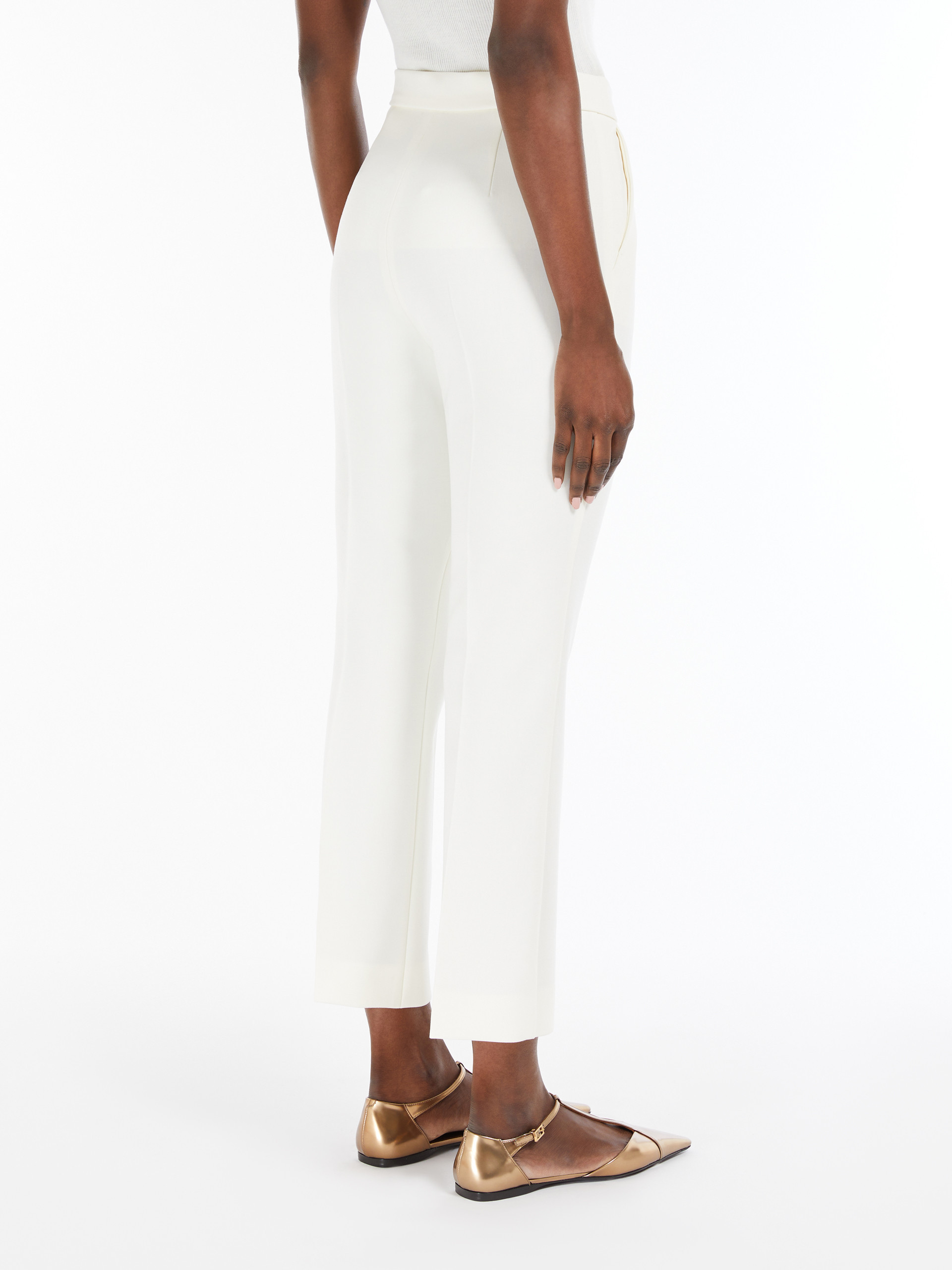 Max Mara Wool Crepe Trousers In White