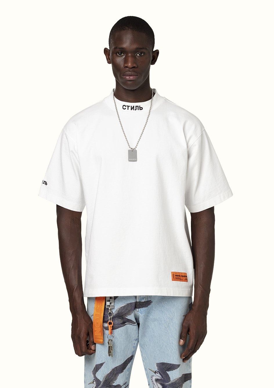 Heron Preston Round-necked Logo T-shirt In White