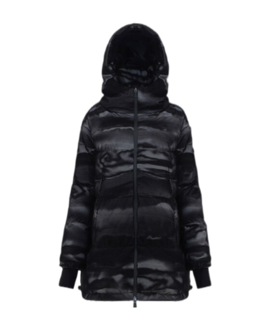 Herno Abstract-patterned Zip-up Coat In Black