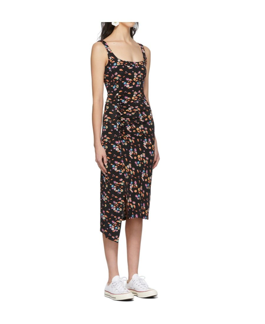 Rabanne Black Sleeveless Medium-length Dress In Multicolor