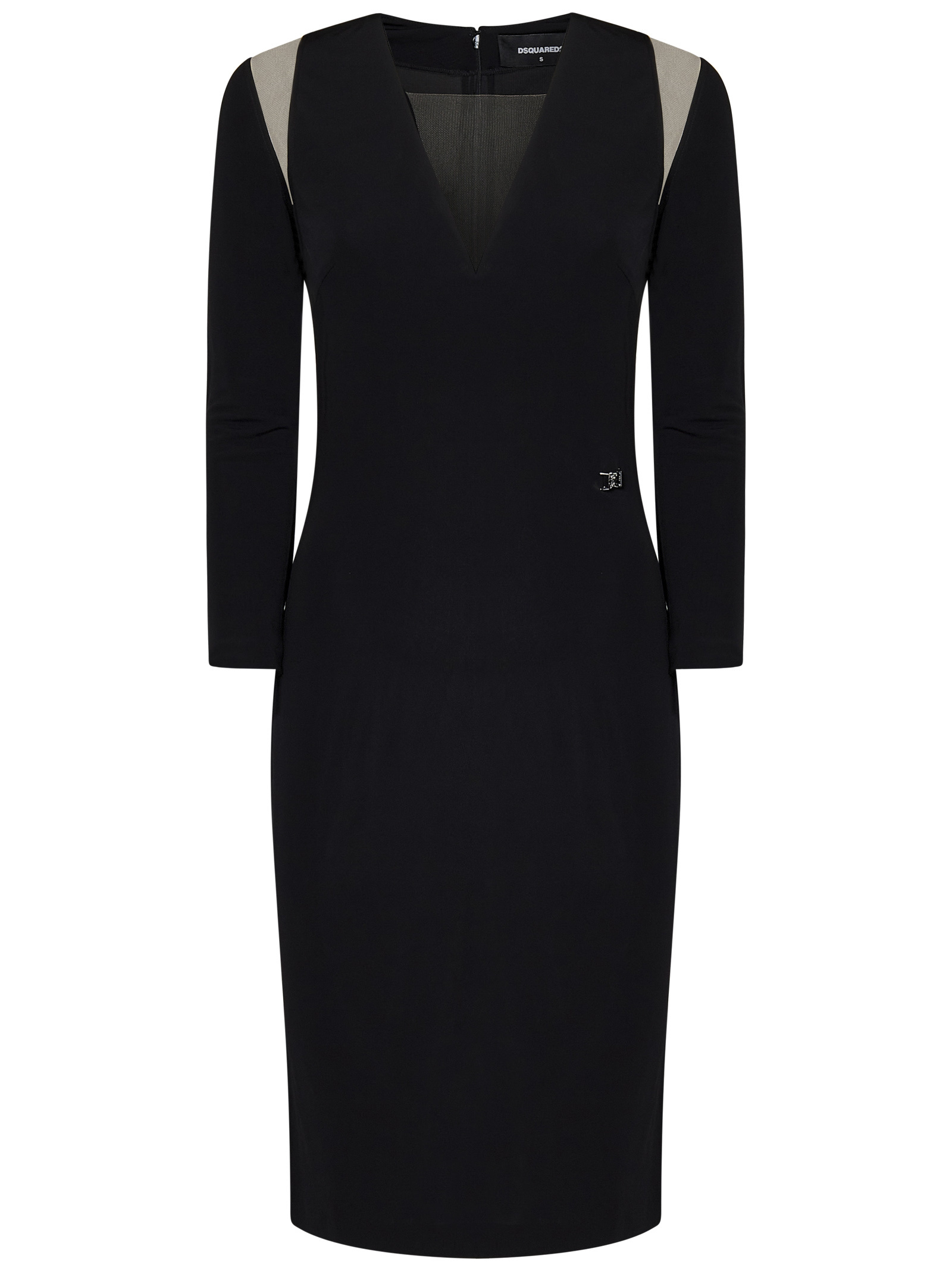 Dsquared2 V Neckline Short Viscose Dress In Black