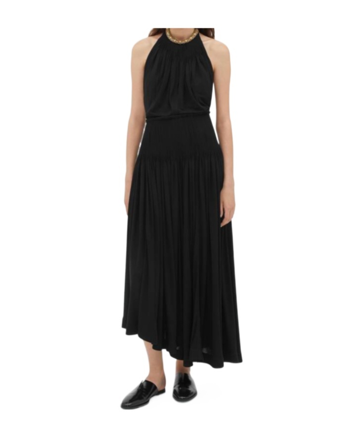 BOTTEGA VENETA LIGHT VISCOSE JERSEY PLISSE DRESS
