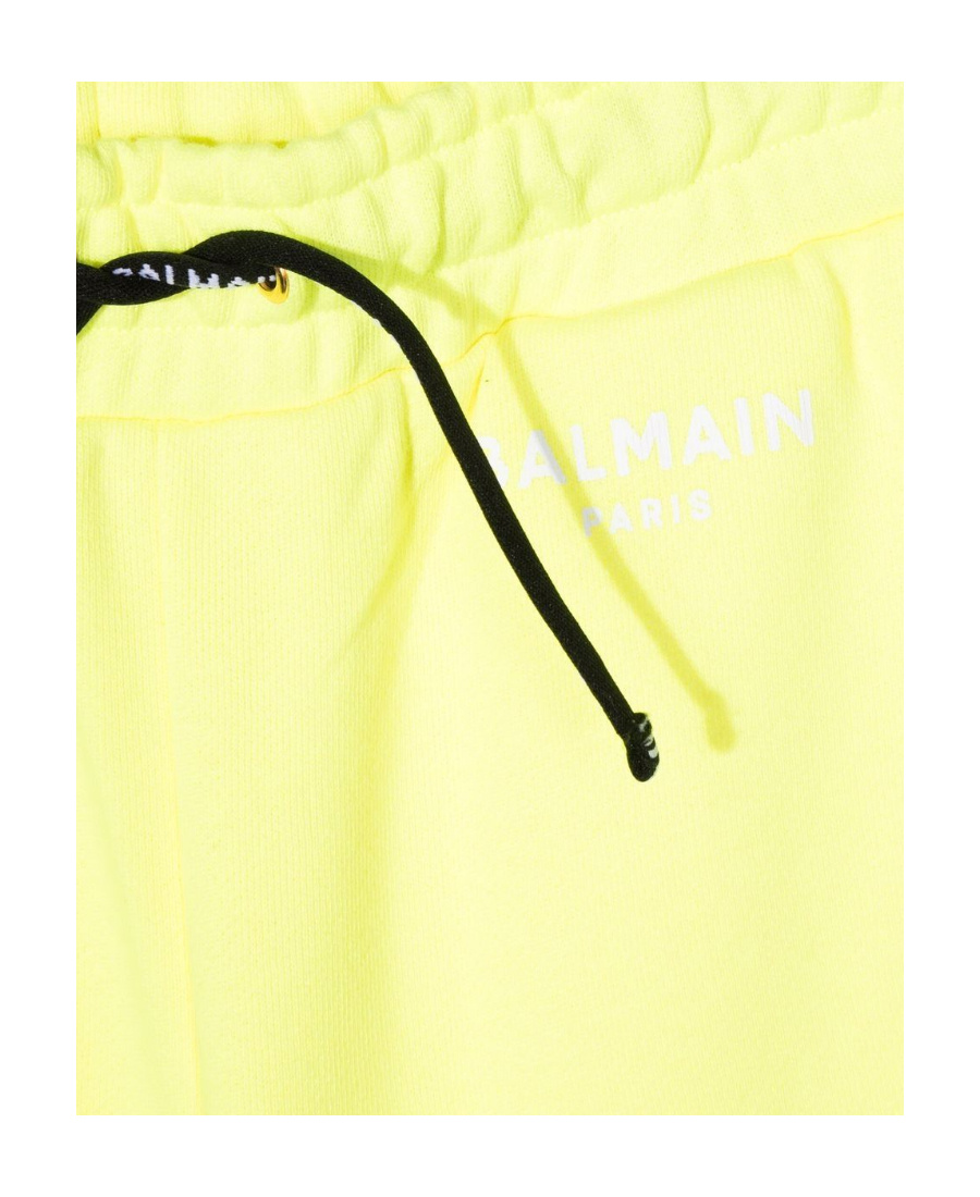 Balmain Logo Print Track Shorts In Yellow