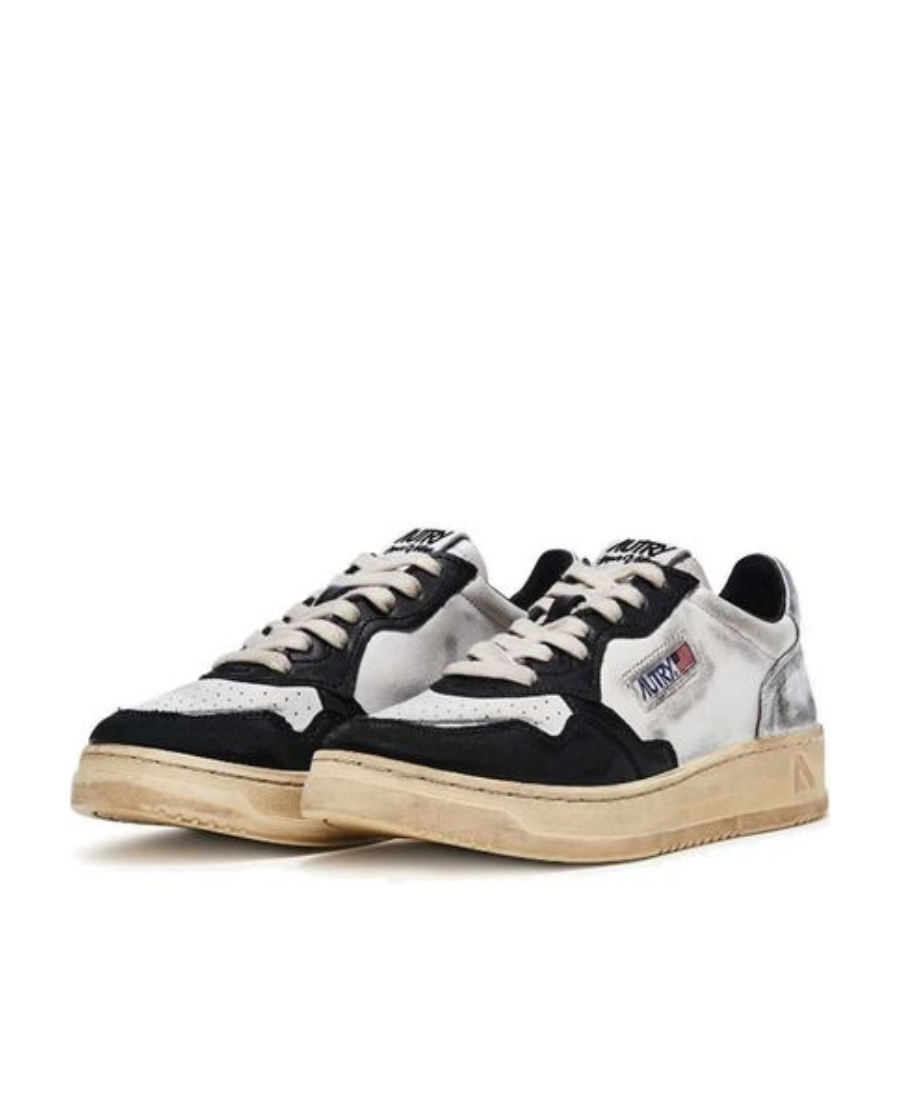 Autry Chunky White Sneakers With Textured Panels In White