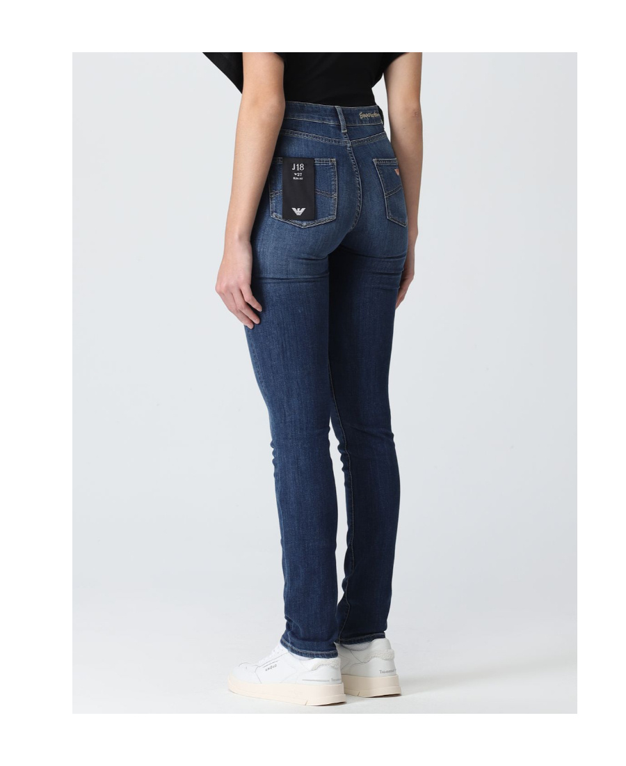 Emporio Armani Embroidered-logo Skinny Jeans In Blue