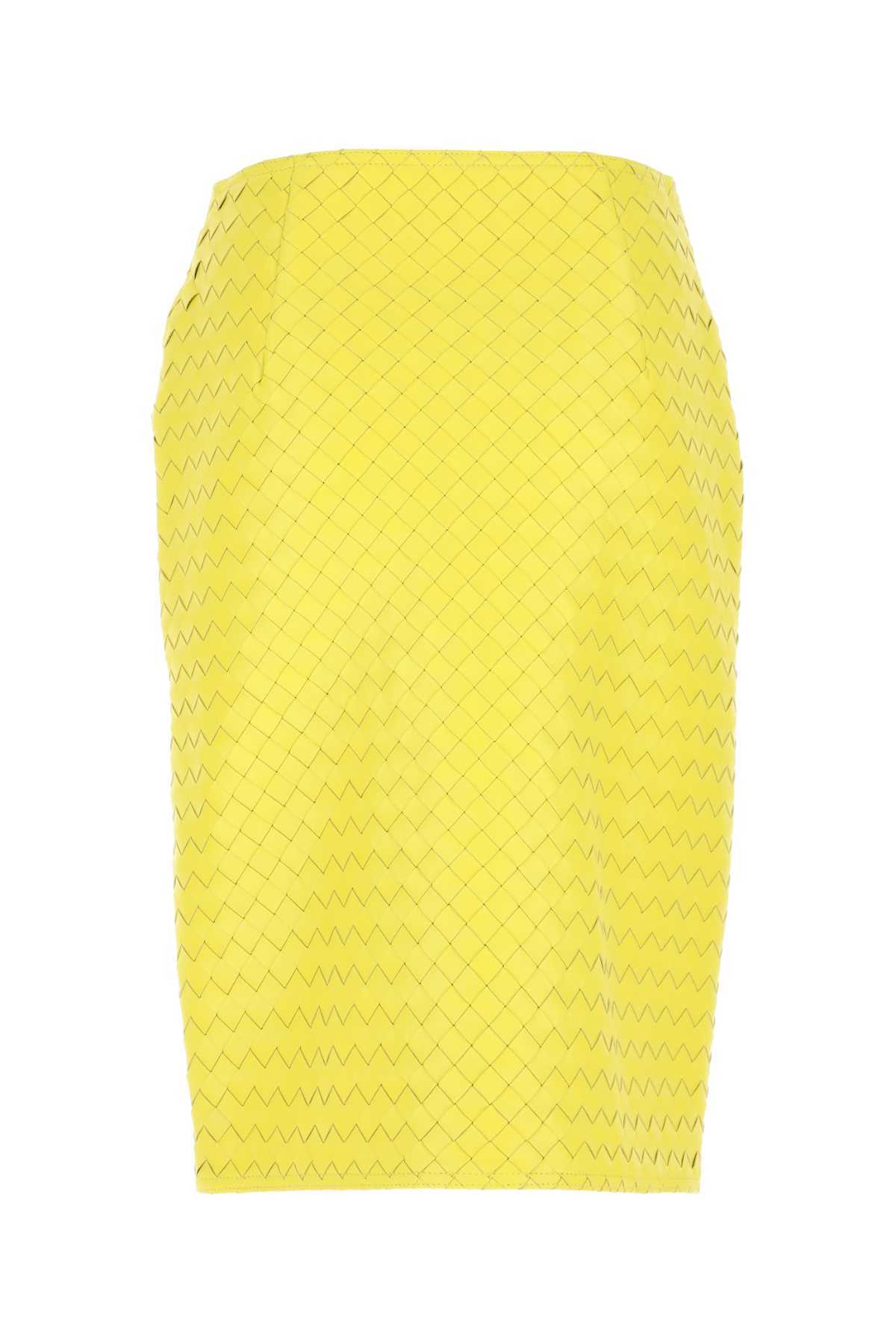 Bottega Veneta Women Skirt With Woven Pattern In Yellow
