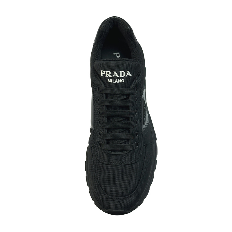 Prada Round-toe Sneakers In Black