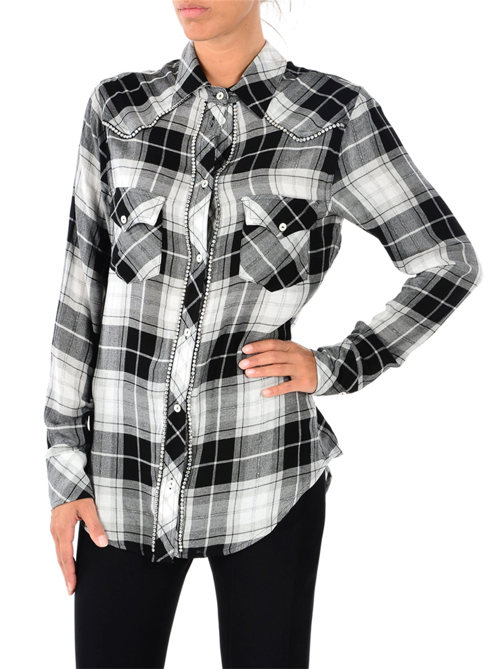 Ermanno Ermanno Slim Plaid Shirt In Gray
