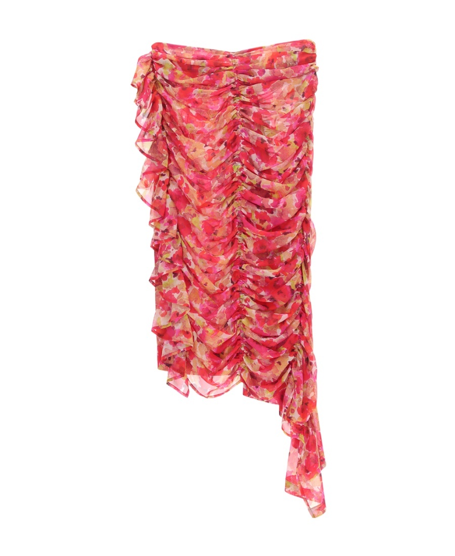 Dries Van Noten Pleated Printed Skirt In Red