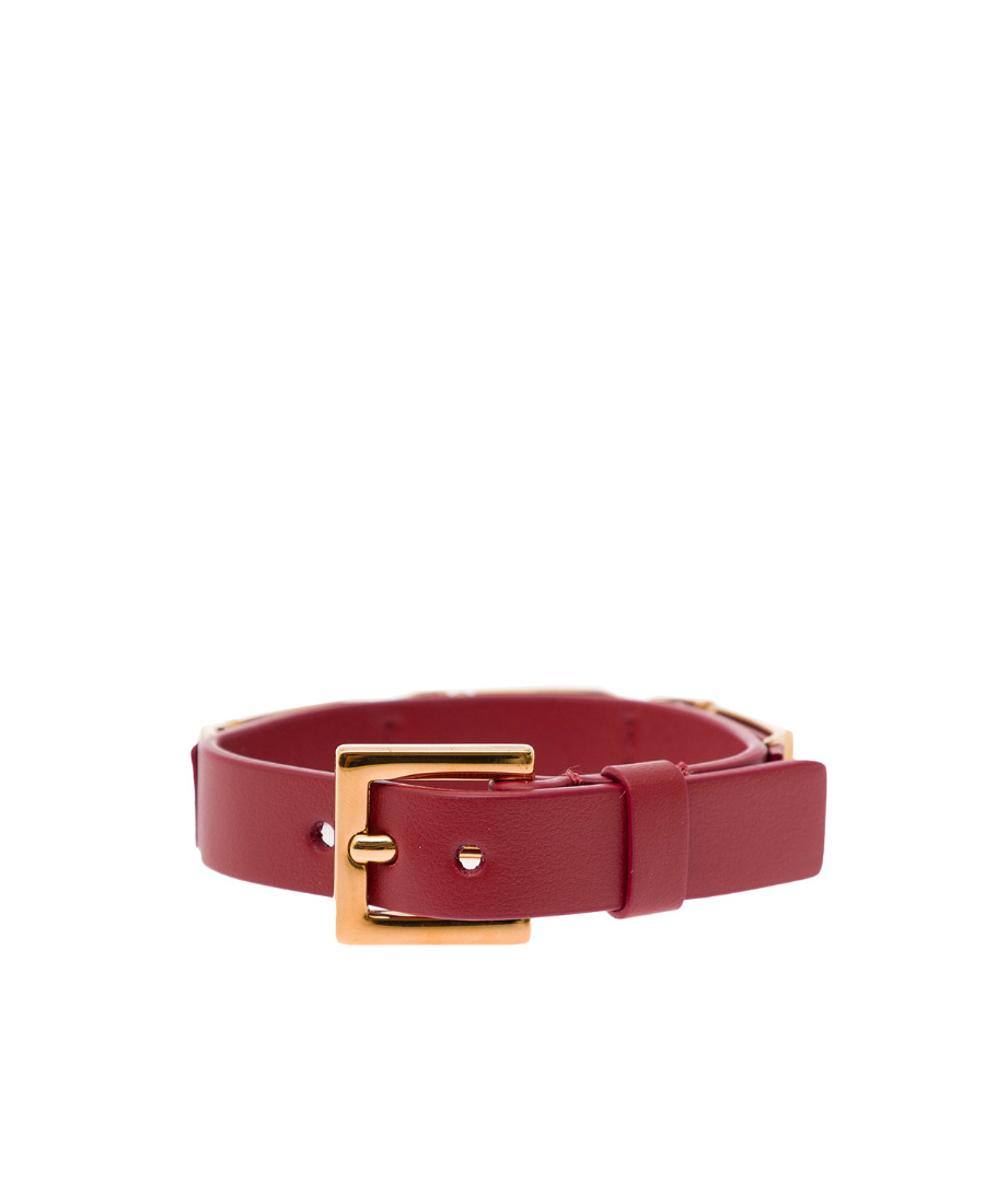 Versace Greca-charm Leather Bracelet In Red