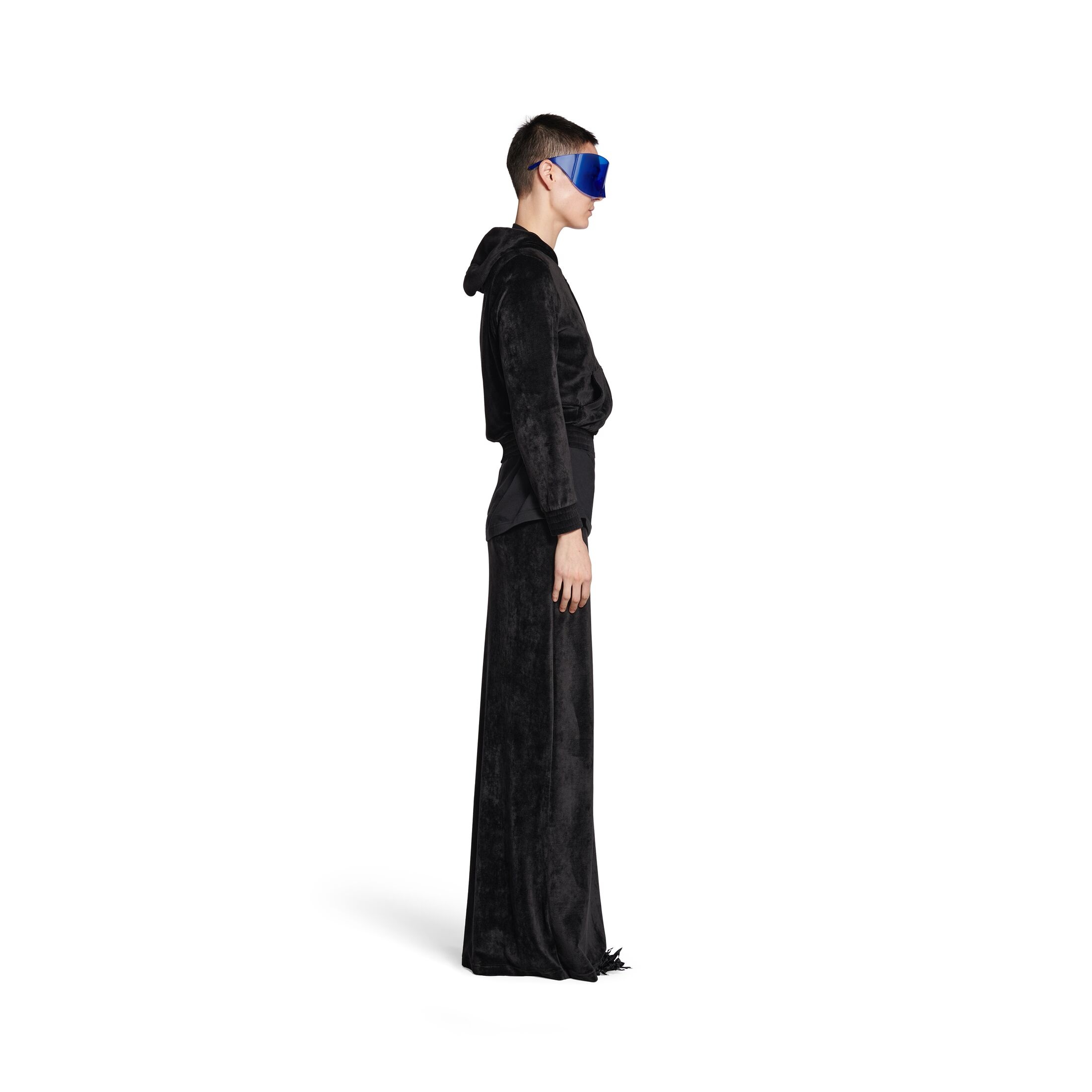 Balenciaga Velvet-effect High-waisted Skirt In Black