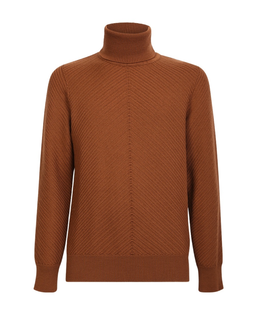 Lardini High-neck Pullover Camel In Brown