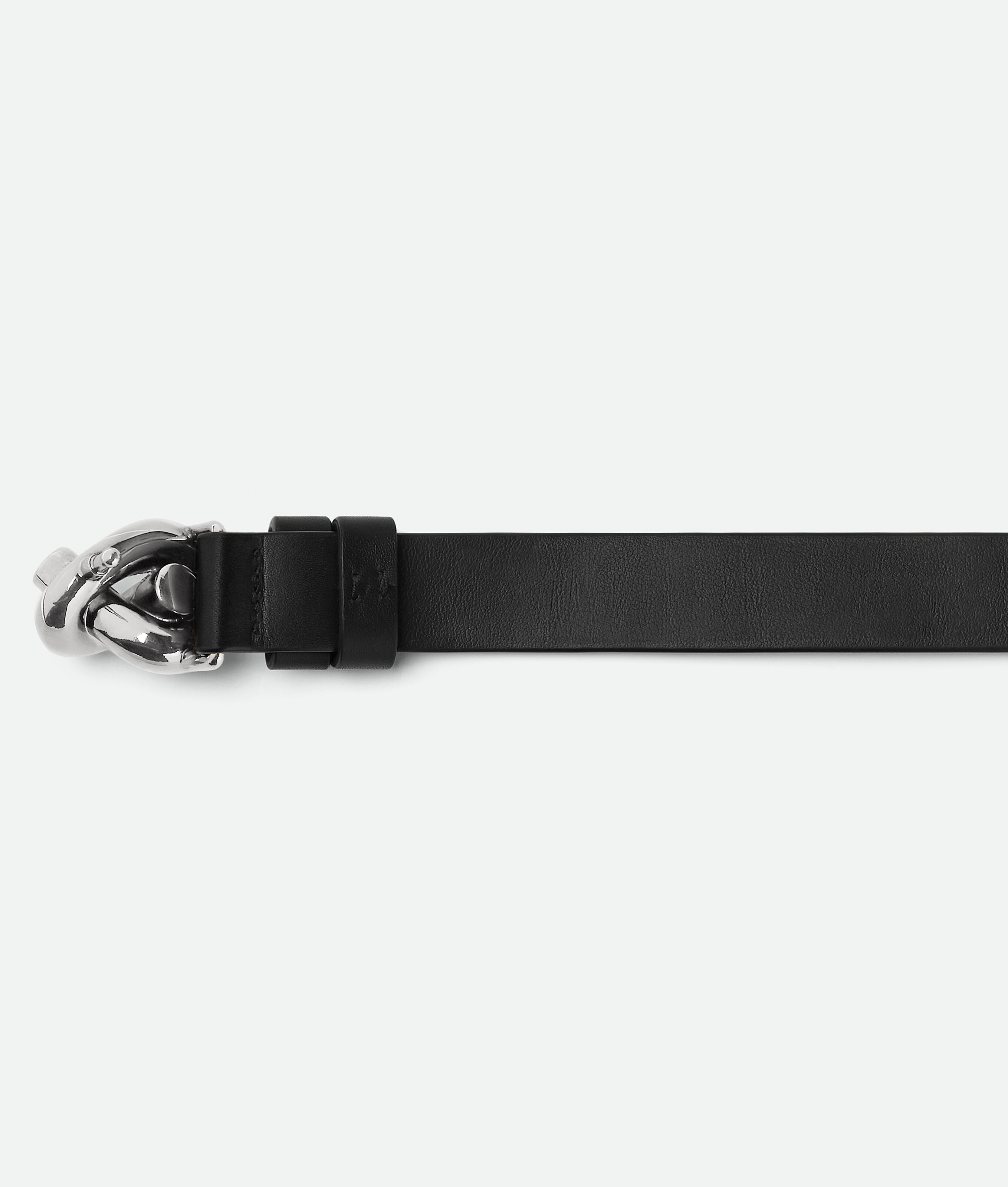 Bottega Veneta Womens Black-silver Knot Leather And Silver-tone Hardware Belt