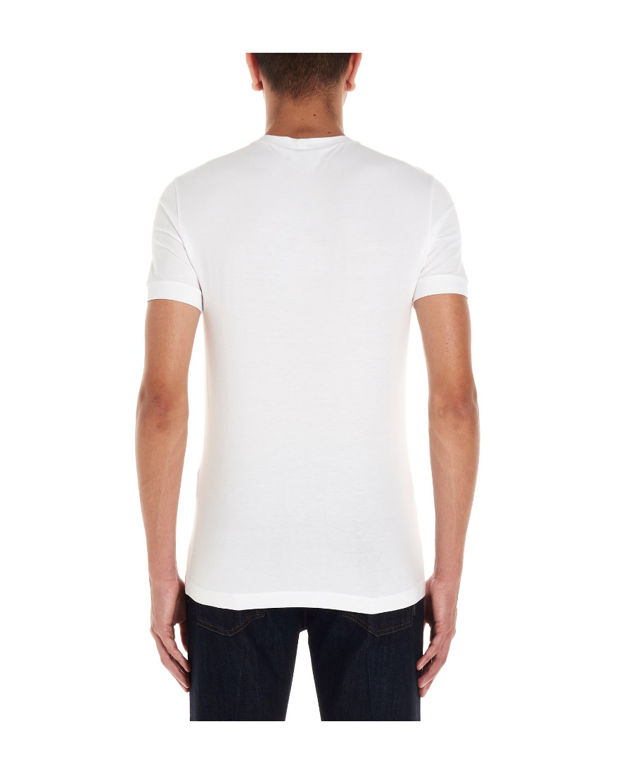 Giorgio Armani Men Stretch Viscose Jersey Crew Neck T-shirt In White