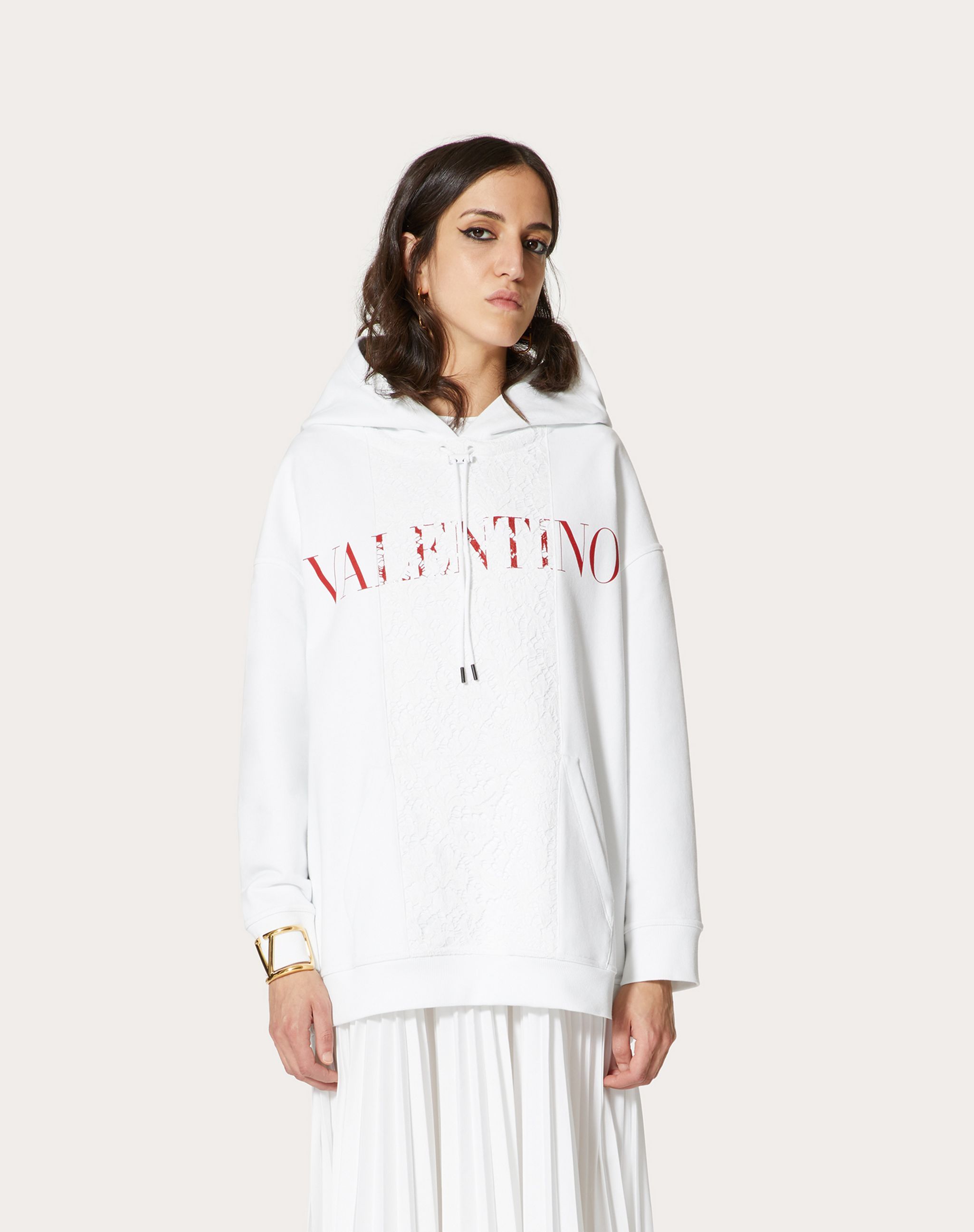 Valentino Logo-print Hoodie In White