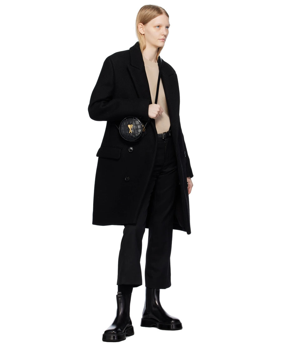 Ami Alexandre Mattiussi Round Paris Shoulder Bag In Black