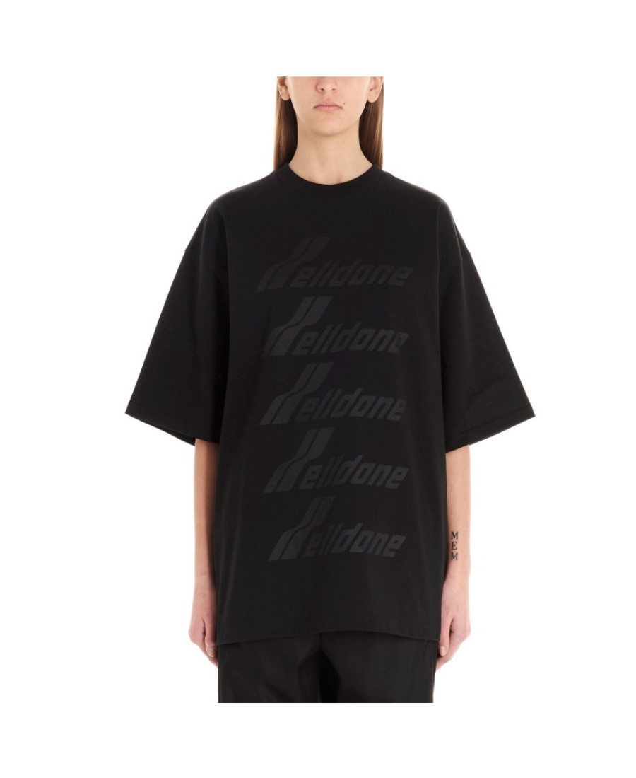 We11 Done Oversized Logo-print T-shirt In Black