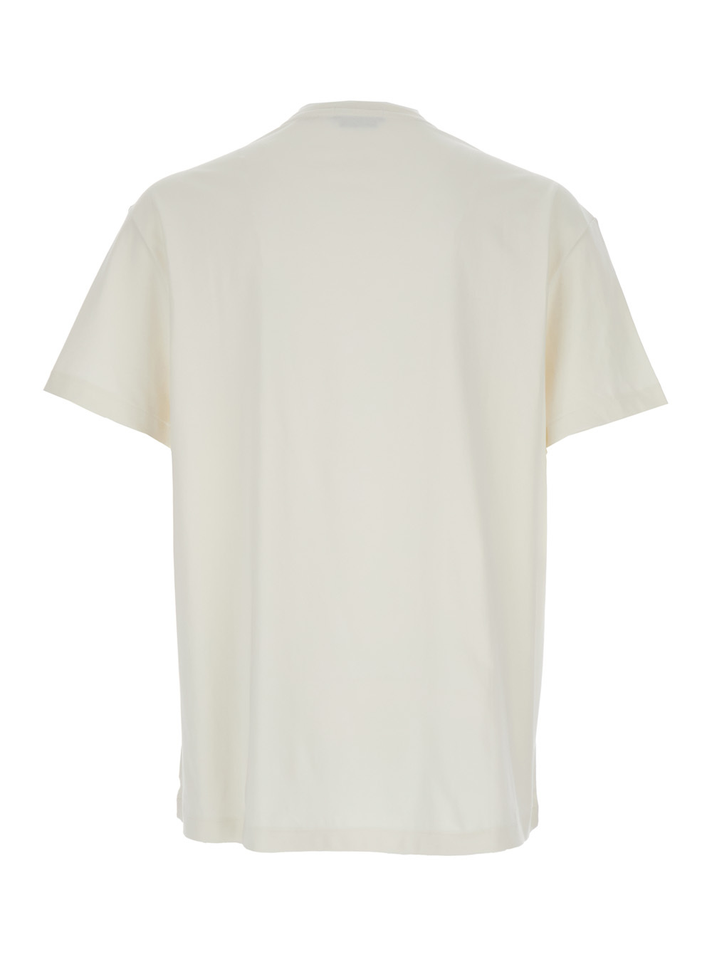 Polo Ralph Lauren White Crewneck T-shirt With Logo Lettering On The Fornt And Pony Embroidery On The Front In Neutral