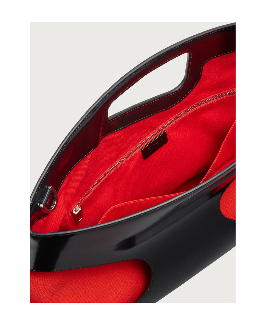 Ferragamo Hollowed-out Detail Shoulder Bag In Black