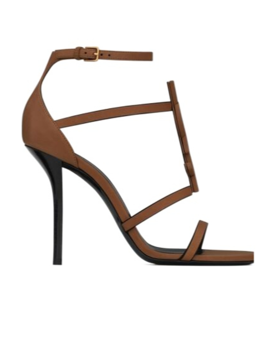 Saint Laurent Cassandra 100 Strappy Sandals In Brown