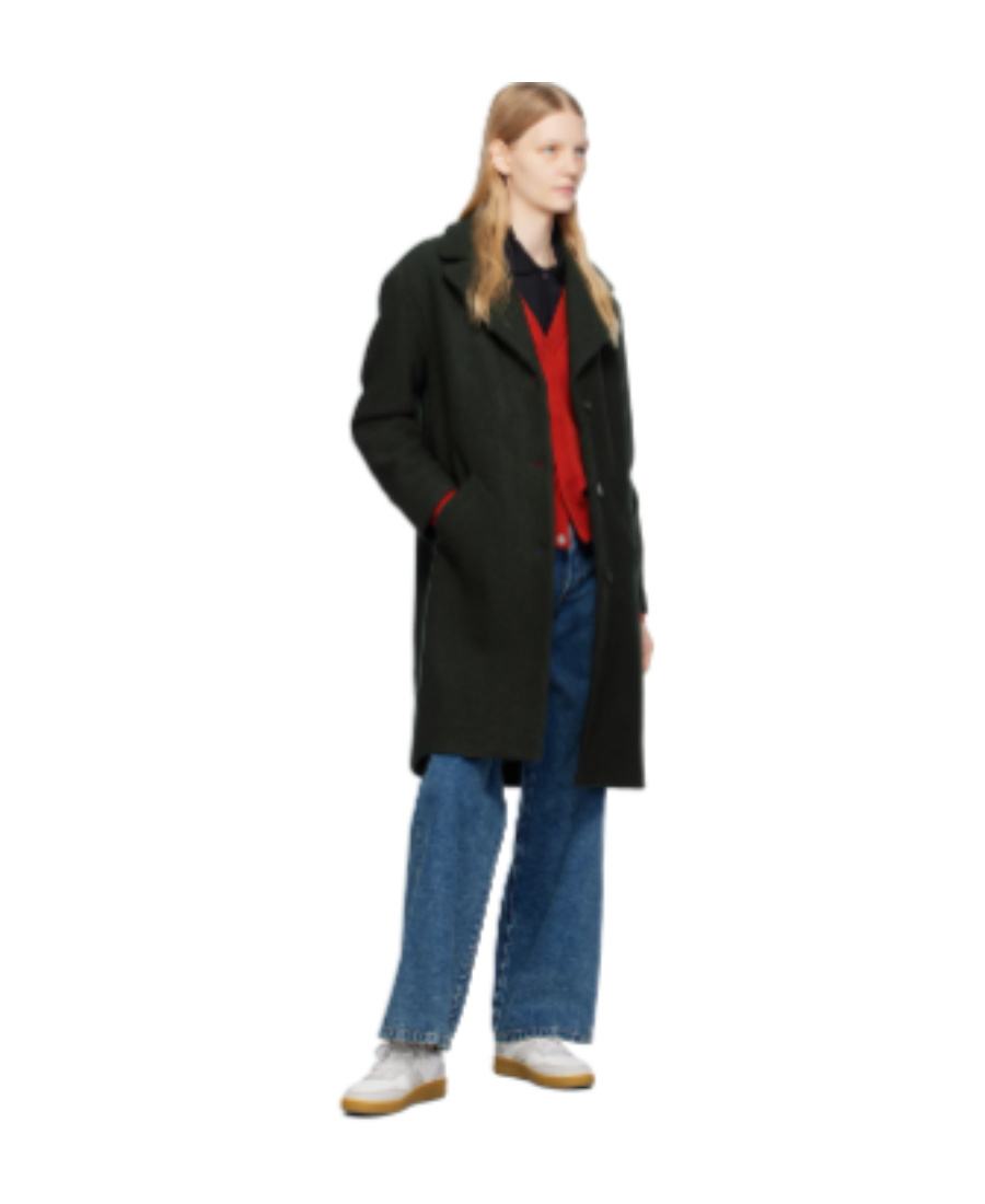 Apc Wool Ninon Flat Collar Coat In Black