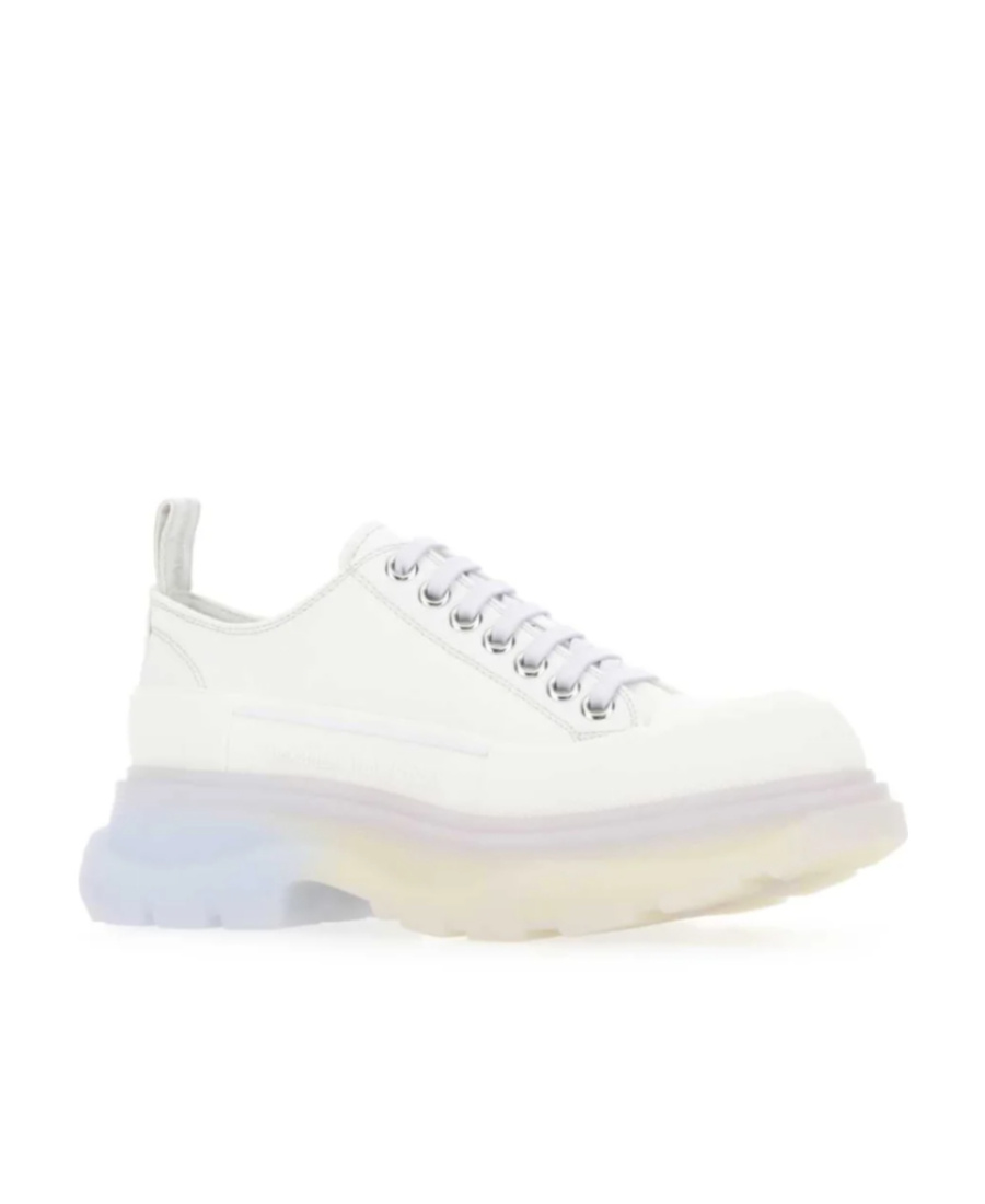Alexander Mcqueen White Canvas Tread Slick Sneakers In White