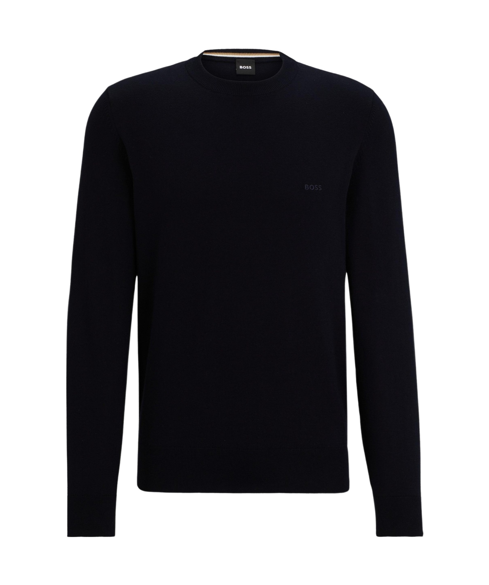 HUGO BOSS LOGO-EMBROIDERED COTTON JUMPER