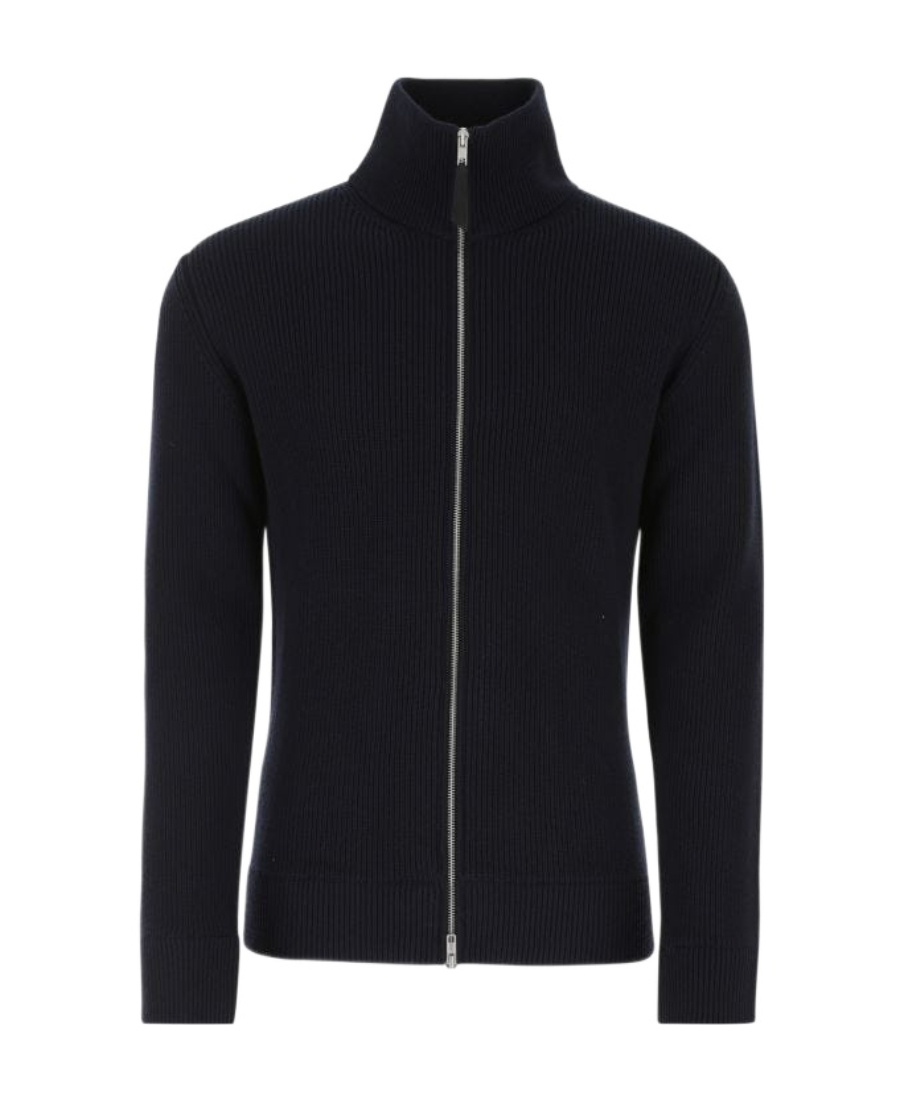 Maison Margiela Men Wool Blend Zipped Cardigan In Black