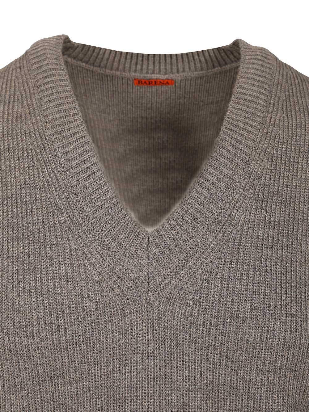 Barena Venezia V-neck Wool Sweater Vest In Gray