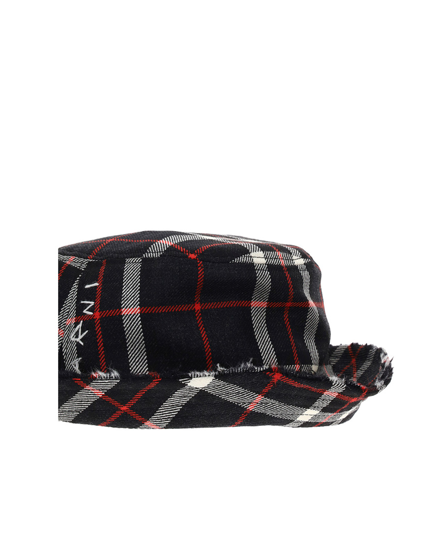 Marni Check-print Distressed-effect Cap In Black