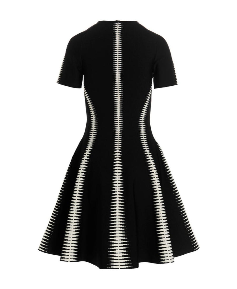 Alexander Mcqueen Spine Jacquard Short-sleeve Dress In Black