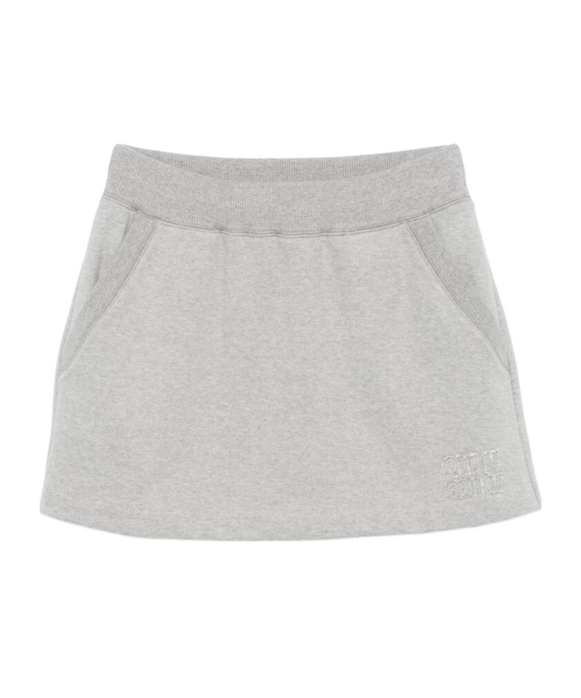 Miu Miu Elastic Waist Skirt In White