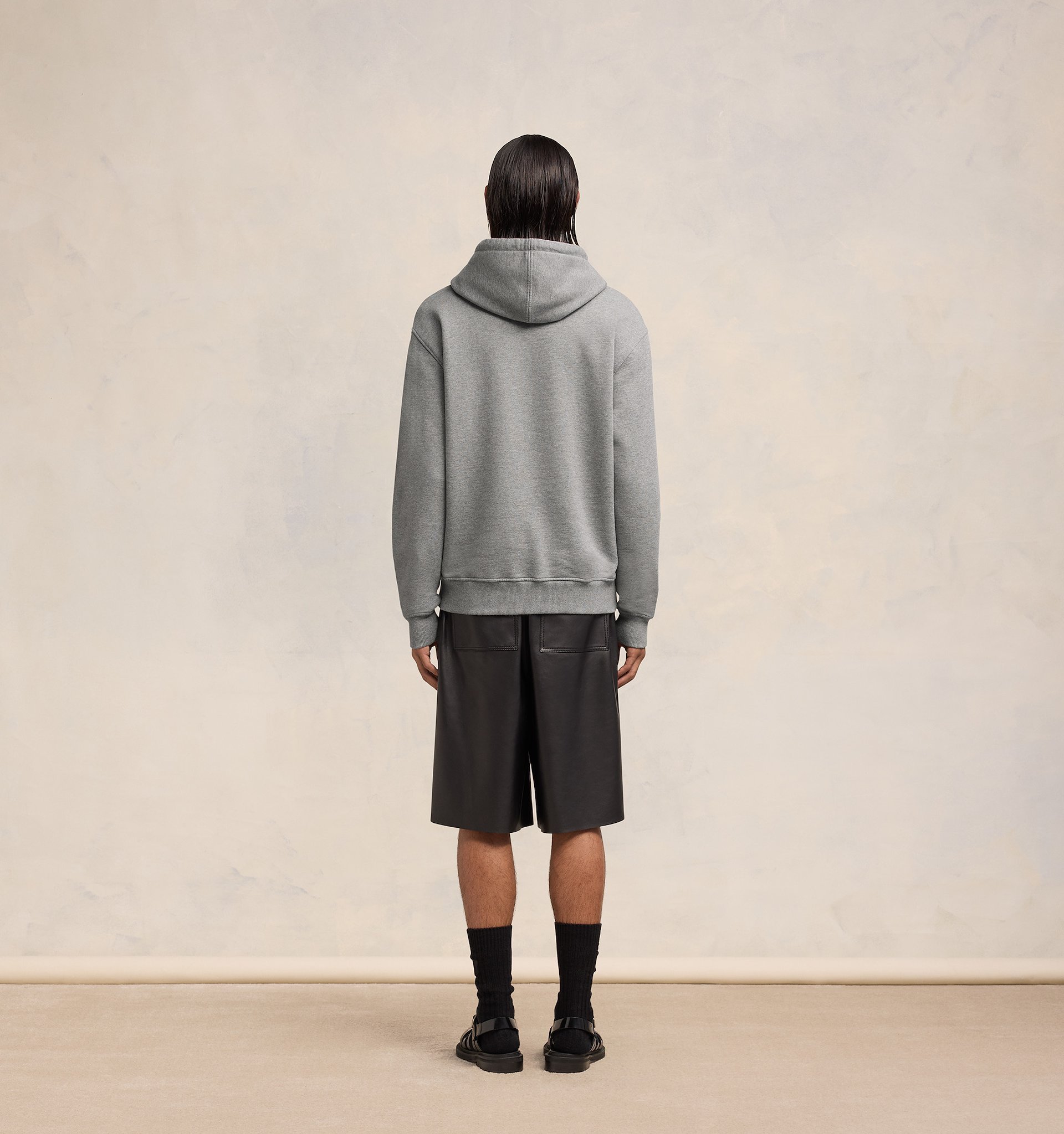 Ami Alexandre Mattiussi Ami Paris Long-sleeved Drawstring Hoodie In Gray
