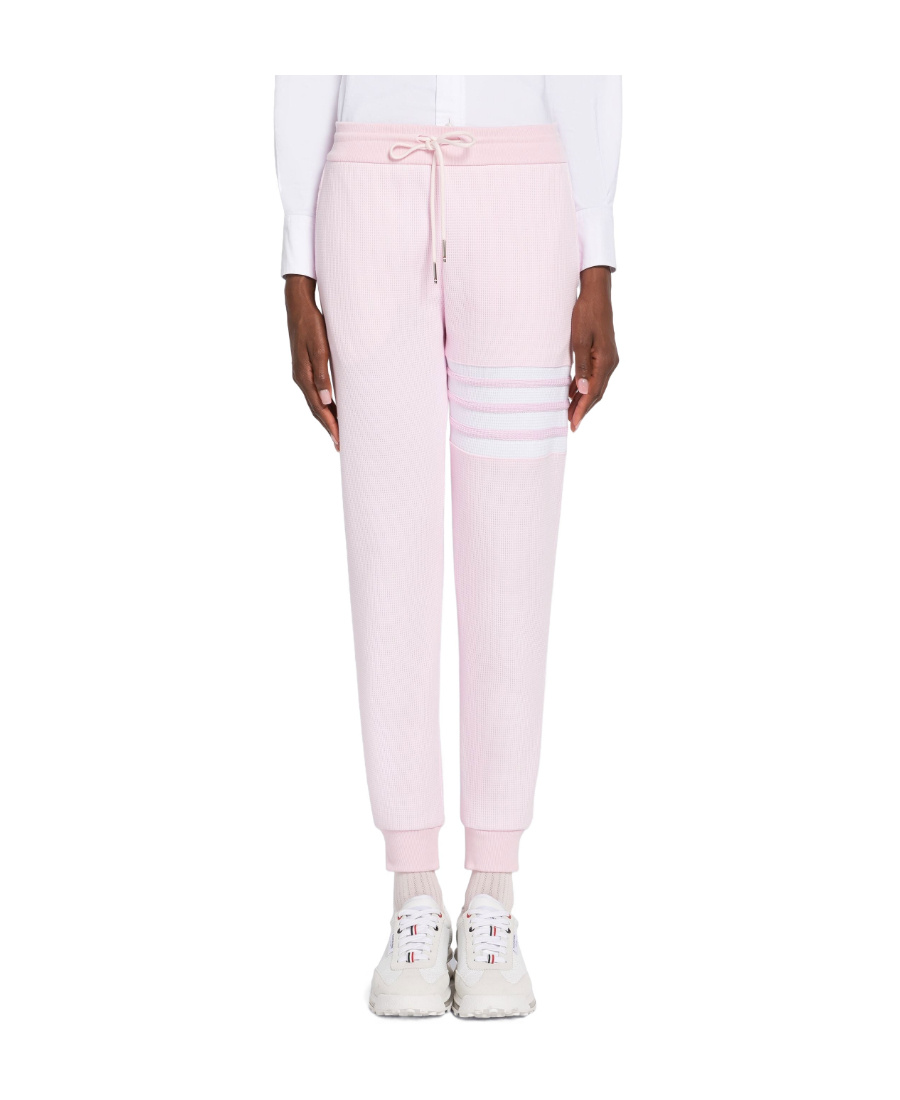 Thom Browne 4-bar Stripe Tapered Joggers In Pink