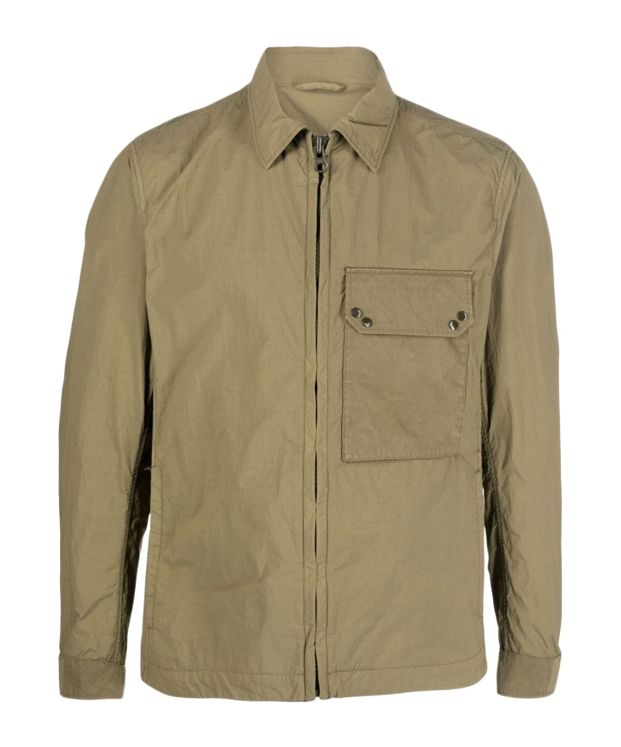 Ten C Chest Pocket Zipped Jacket In Brown