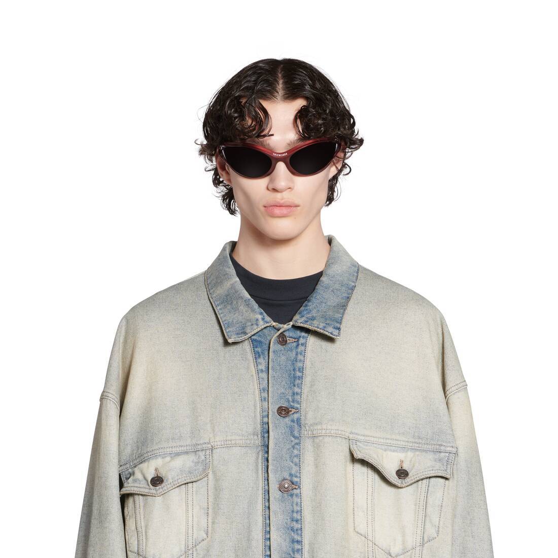 Shop Balenciaga Oversized Jacket In Blue