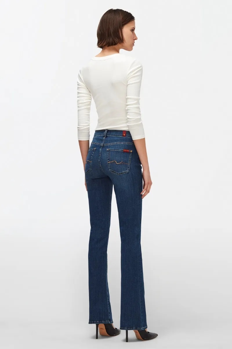 7 For All Mankind High Waisted Slim Kick With Studs Jeans In Juke Box In Blue