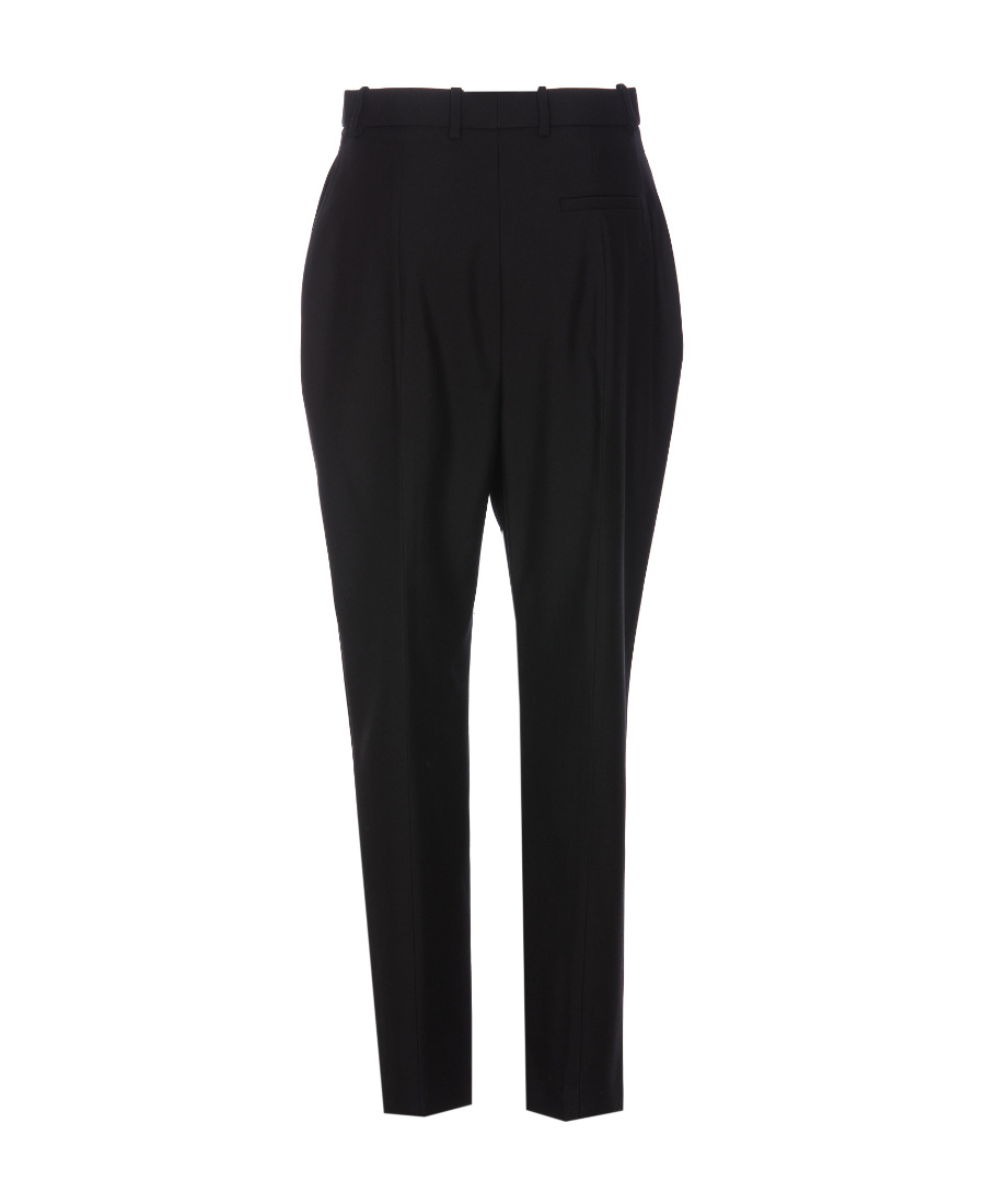 Alexander Mcqueen Cropped Wool Trousers In Black