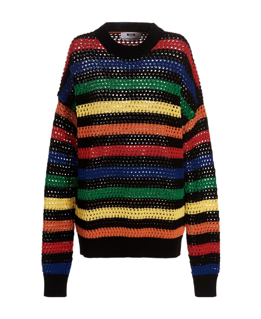 Msgm Multicolor Striped Sweater Sweaters And Cardigans Multicolor In Black