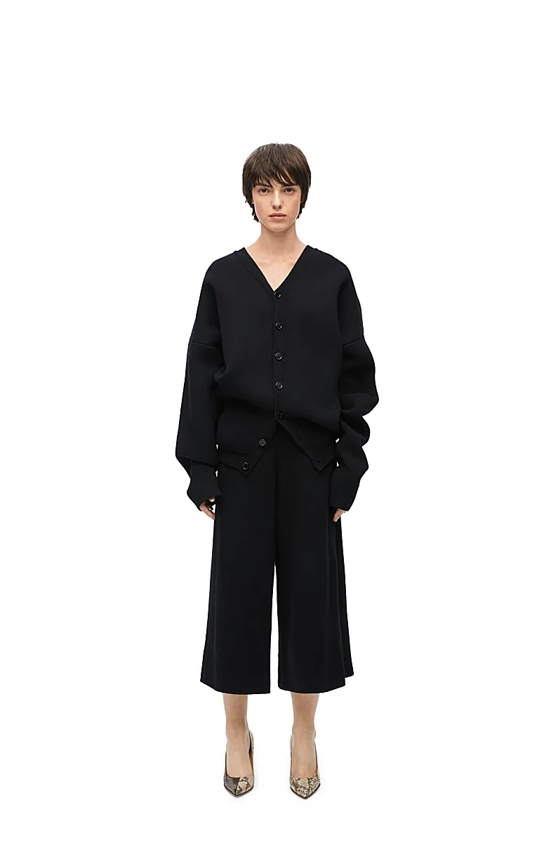 Loewe Wool V-neck Knitted Cardigan In Black