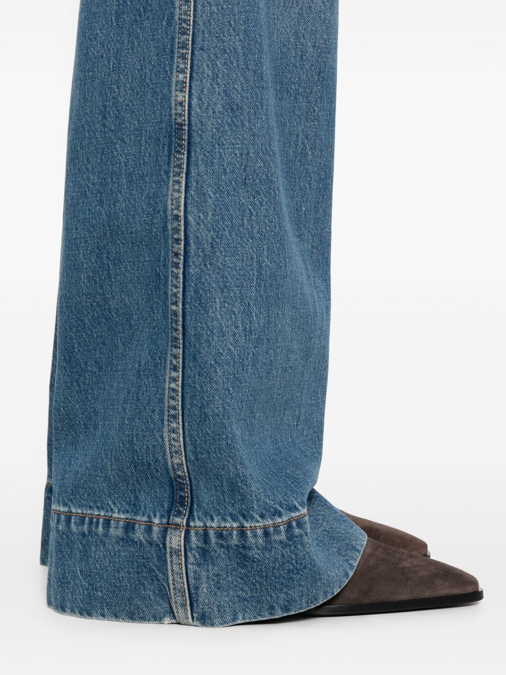 Victoria Beckham Wide-leg Jeans With Contrast Stitching And Pockets In Blue
