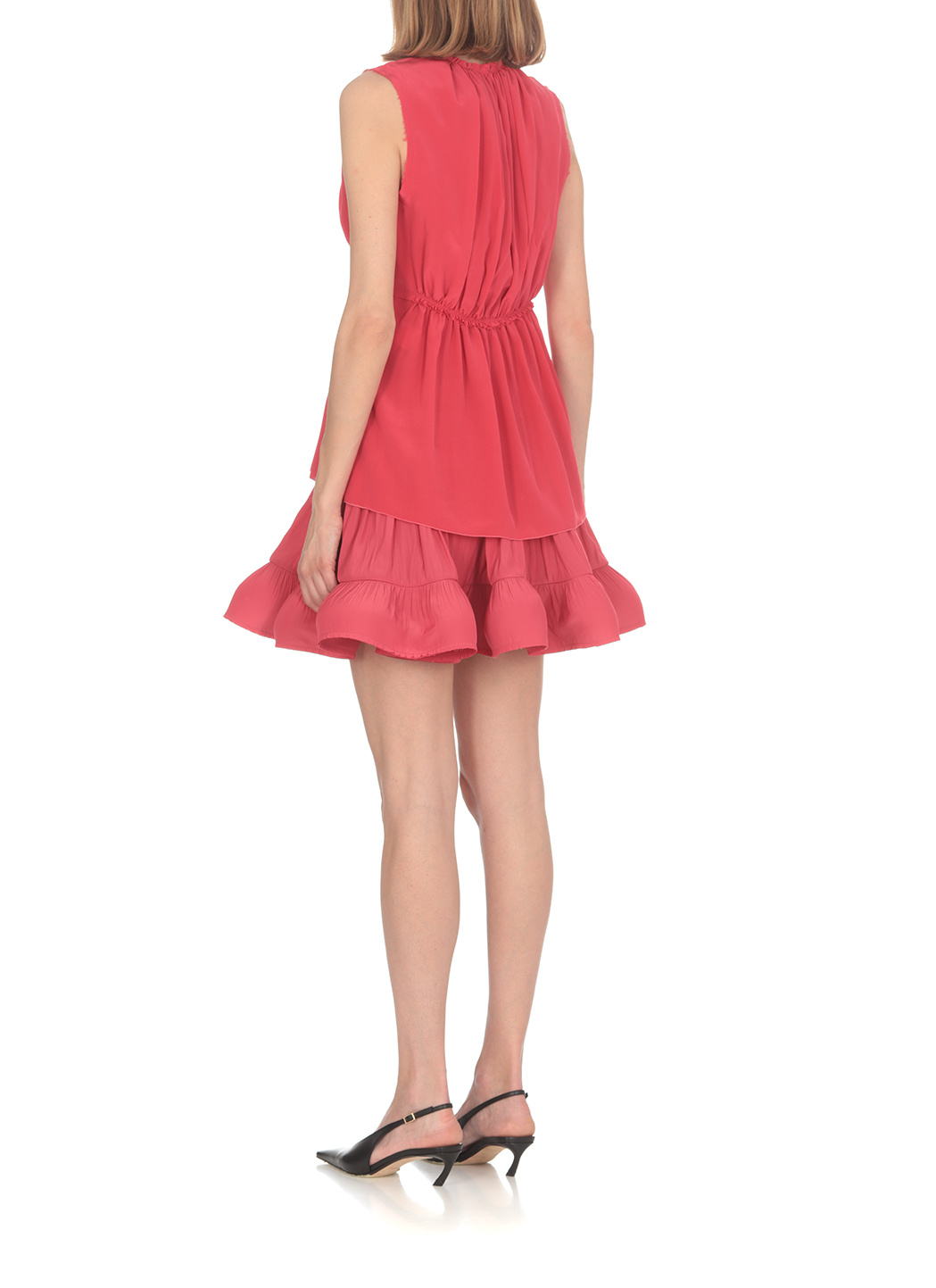 Lanvin Sleeveless Pleated Top Elasticated Waist In Red