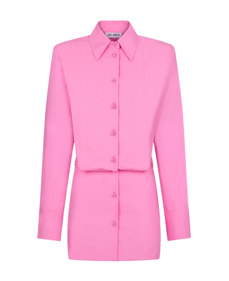 Attico Margot Chemisier Minidress With Relaxed Fit In Pink