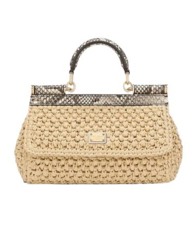 Dolce & Gabbana Small Sicily Interwoven Tote Bag In Nude