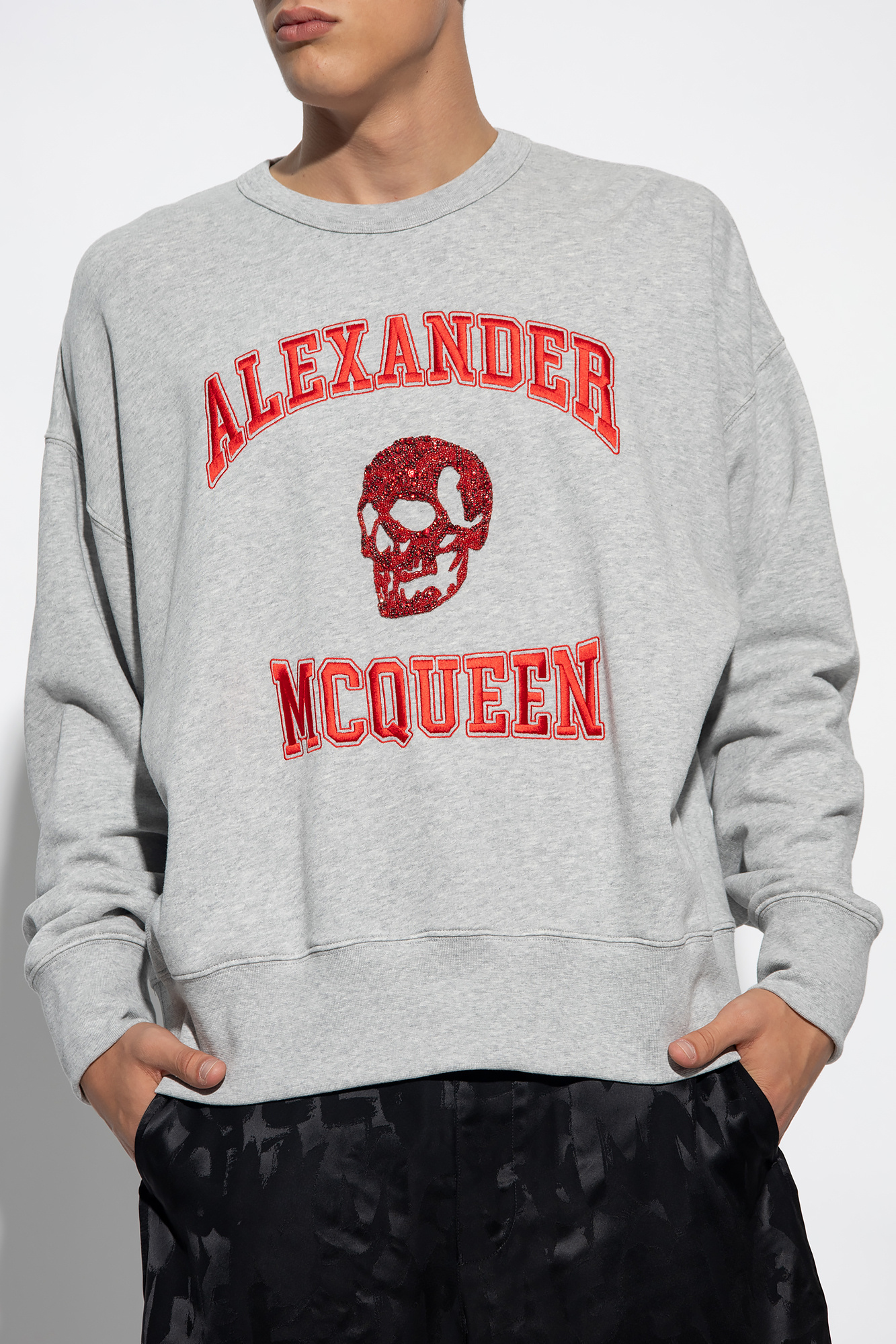 Shop Alexander Mcqueen Logo-embroidered Cotton Hoodie In White