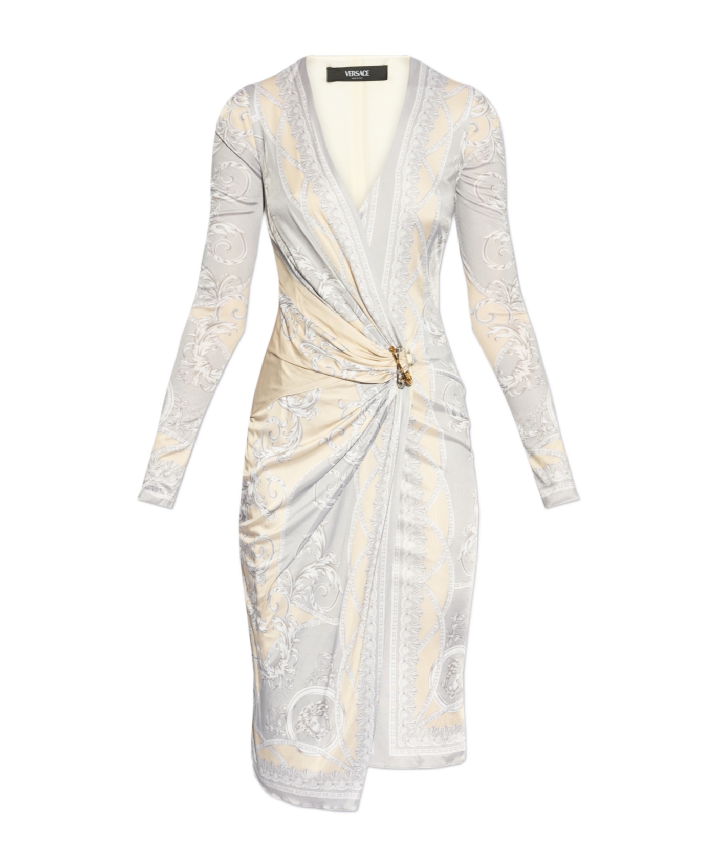 Versace Coupe Des Dieux-print Midi Dress In White