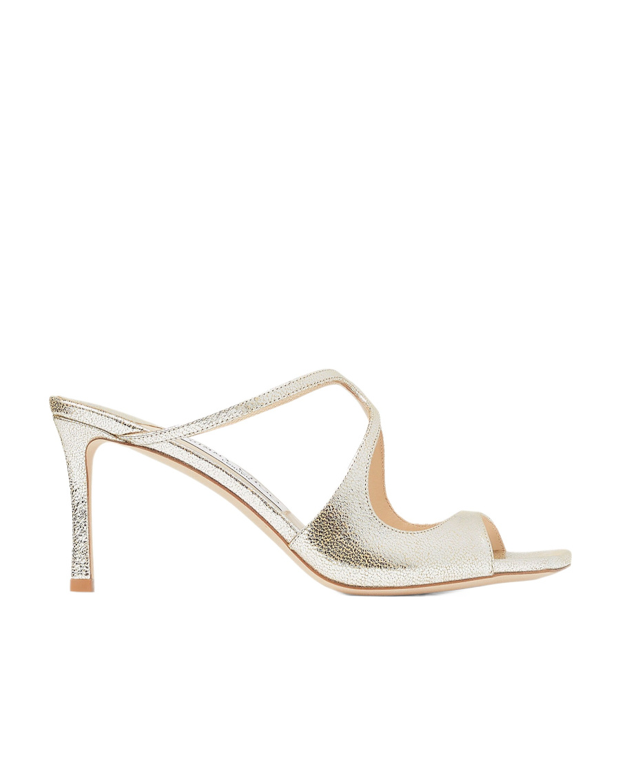 Jimmy Choo Womens Champagne Anise 75 Glitter-effect Leather Heeled Sandals In Nude