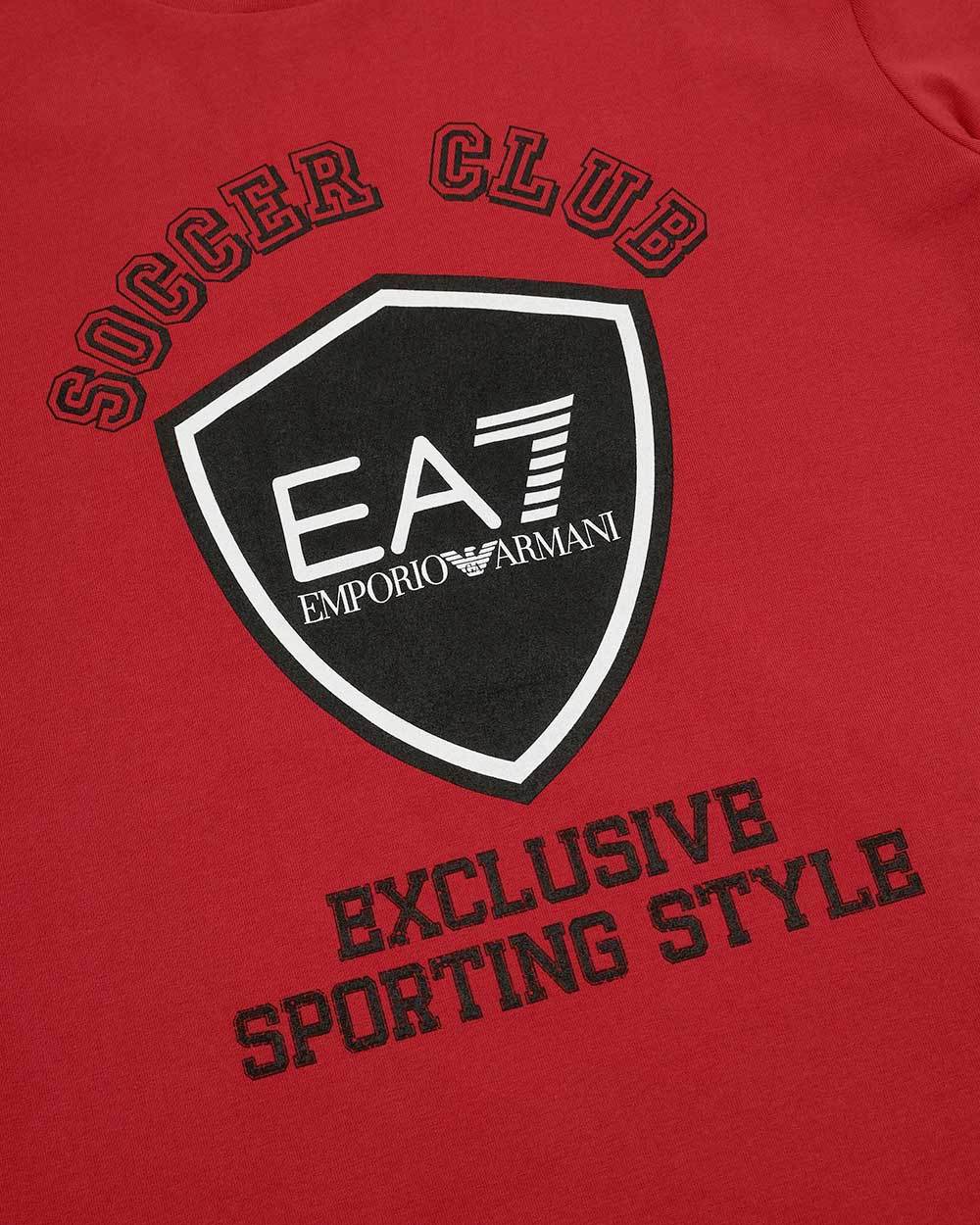 Ea7 Round Collar Logo T-shirt In Red