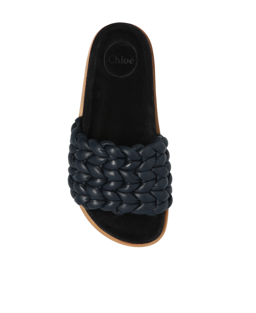 Chloé Kacey Womens Leather Braided Slide Sandals In Black