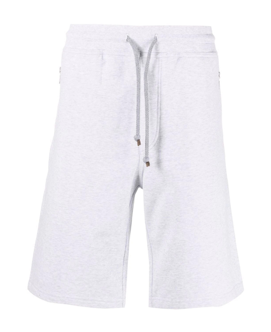 Brunello Cucinelli Bermuda Shorts In Cotton Blend Jersey Texture In White